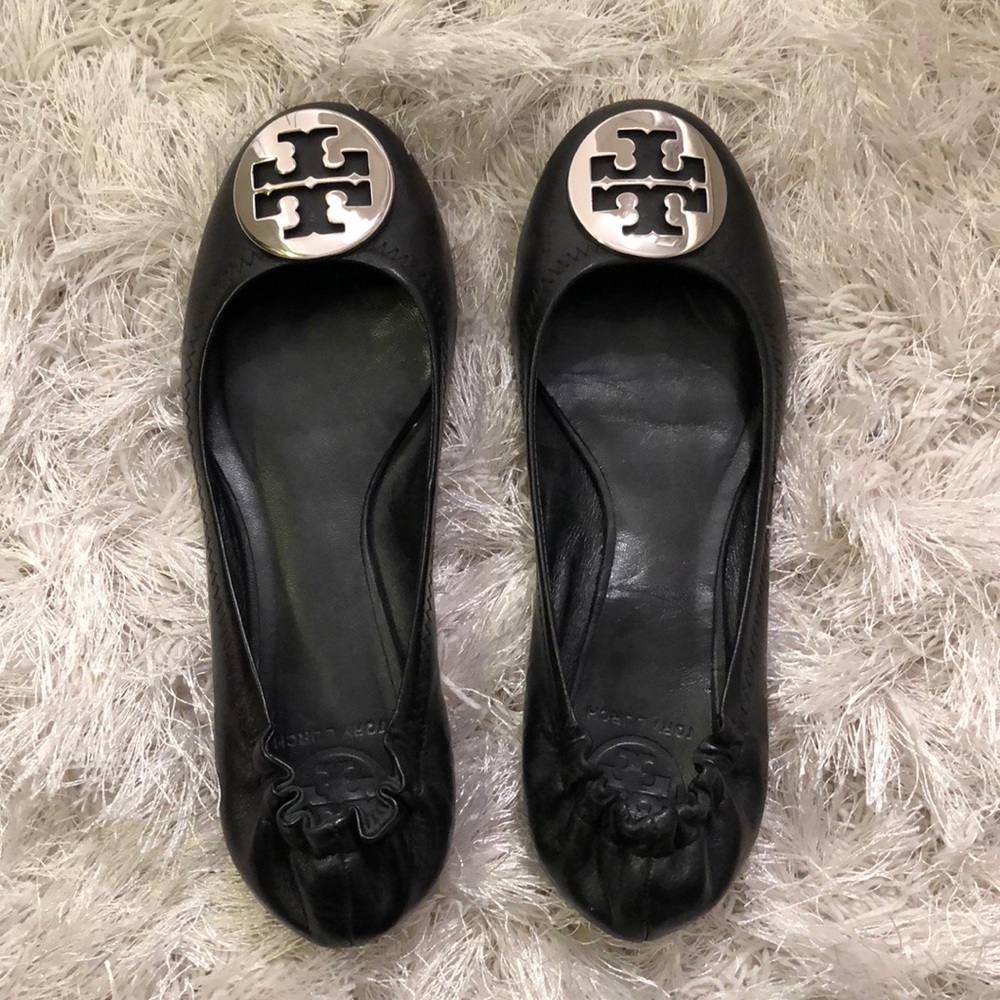 Tory Burch Black Leather Flats